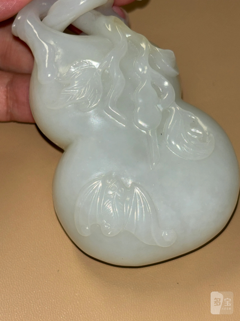 清 白玉文房葫芦巧雕玉盒 - 图8